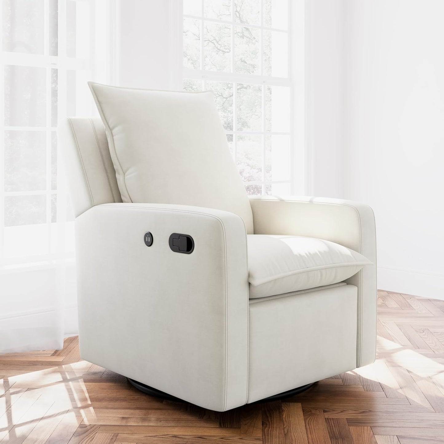 Storkcraft Timeless Recliner Glider with USB Charging Port (Ivory Boucle) - Ultimate Nursery Rocking Chair, Baby Glider Chair for Nursery, 360° Swivel Recliner, Plush Upholstery