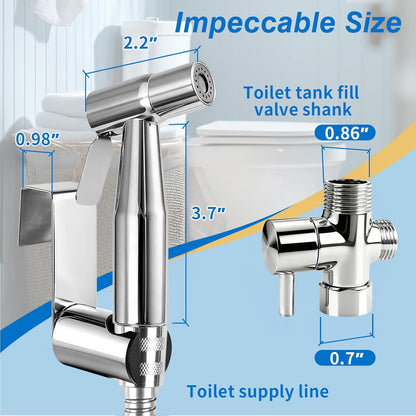 Neween Handheld Toilet Bidet Sprayer for Toilet-Adjustable Water Pressure Control with Bidet Hose for Feminine Wash, Stainless Steel Bidet Faucet Sprayer Kit Cloth Diaper for Baby Wash (Black)