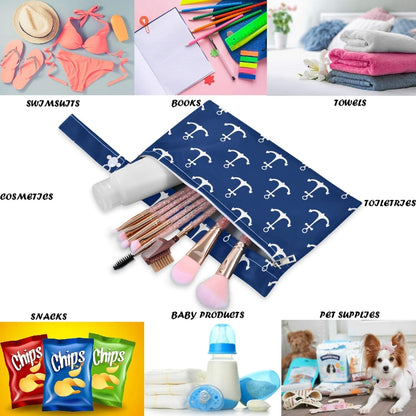 visesunny Kids Doodle Style Funny Whales And Colorful Fish 2Pcs Wet Bag with Zippered Pockets Washable Reusable Roomy for Travel,Beach,Pool,Daycare,Stroller,Diapers,Dirty Gym Clothes, Wet Swimsuits, T