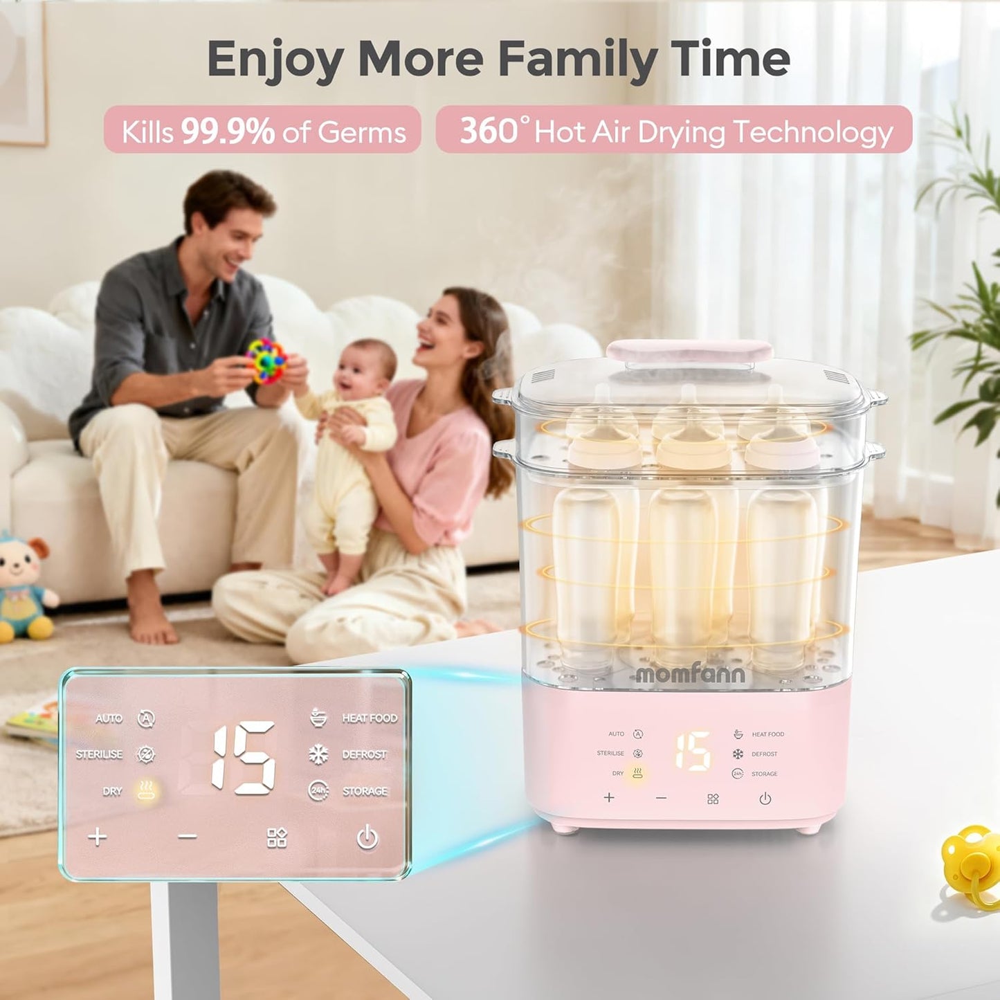 Bottle Sterilizer and Dryer, All-in-One Electric Steam Sterilizer Bottle Sanitizer for Baby Bottles, Pump Parts Accessories Newborn Essential (Blue)