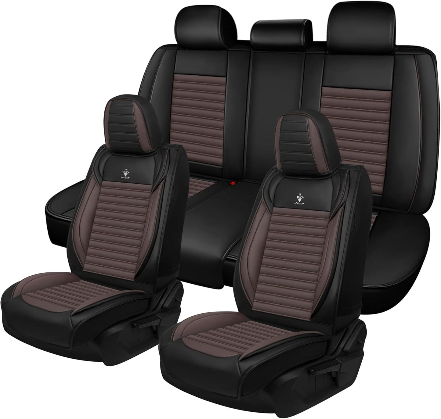 Seat Covers Fit for Mini Convertible 2009-2025 Premium Leather Car Seat Covers, Waterproof Non-Slip and Airbag Compatible, Fashion Car Seat Protector (Black Red,Front Set with Pillow)