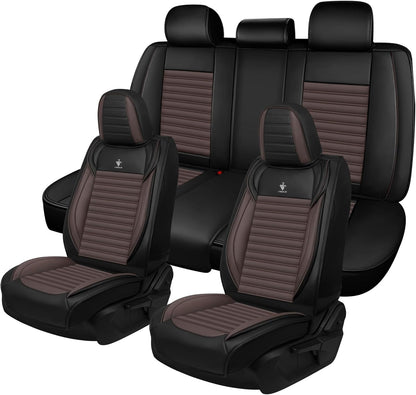 Seat Covers Fit for Mini Convertible 2009-2025 Premium Leather Car Seat Covers, Waterproof Non-Slip and Airbag Compatible, Fashion Car Seat Protector (Black Red,Front Set with Pillow)