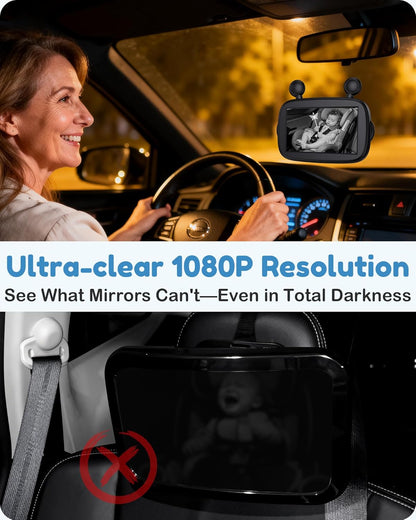 HD 1080P Baby Car Camera: Easy to Install 150° Wide Angle Car Seat Camera - Ultra-Clear Night Vision Full Backseat View - Safe Driving for Infants Kids Toddlers