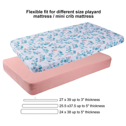 Onacosht Pack and Play Sheets 3 Pack for Baby Boy, Stretchy Jersey Knitted Portable Mini Crib Sheets Playard Mattress Cover, Woodland Animal Elephant Fox Lion Bear Giraffe Zebra Printing