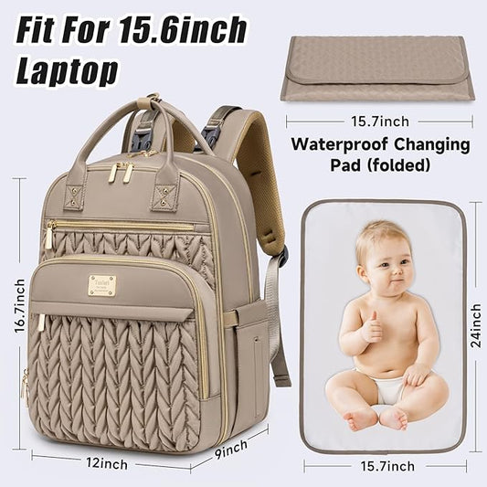 Tealari Diaper Bag Backpack,Stylish Baby Diaper Bag,Waterproof Travel Diaper Backpacks Baby Bags with Changing Pad,Stroller Straps,Insulated Pockets (Khaki)