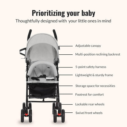 Dream On Me Vista Moonwalk Stroller, Disney Approved Lightweight Stroller for Toddlers and Infants, One-Hand Fold, Reclining Seat, Canopy with Sun Visor, Everyday & Travel Ready