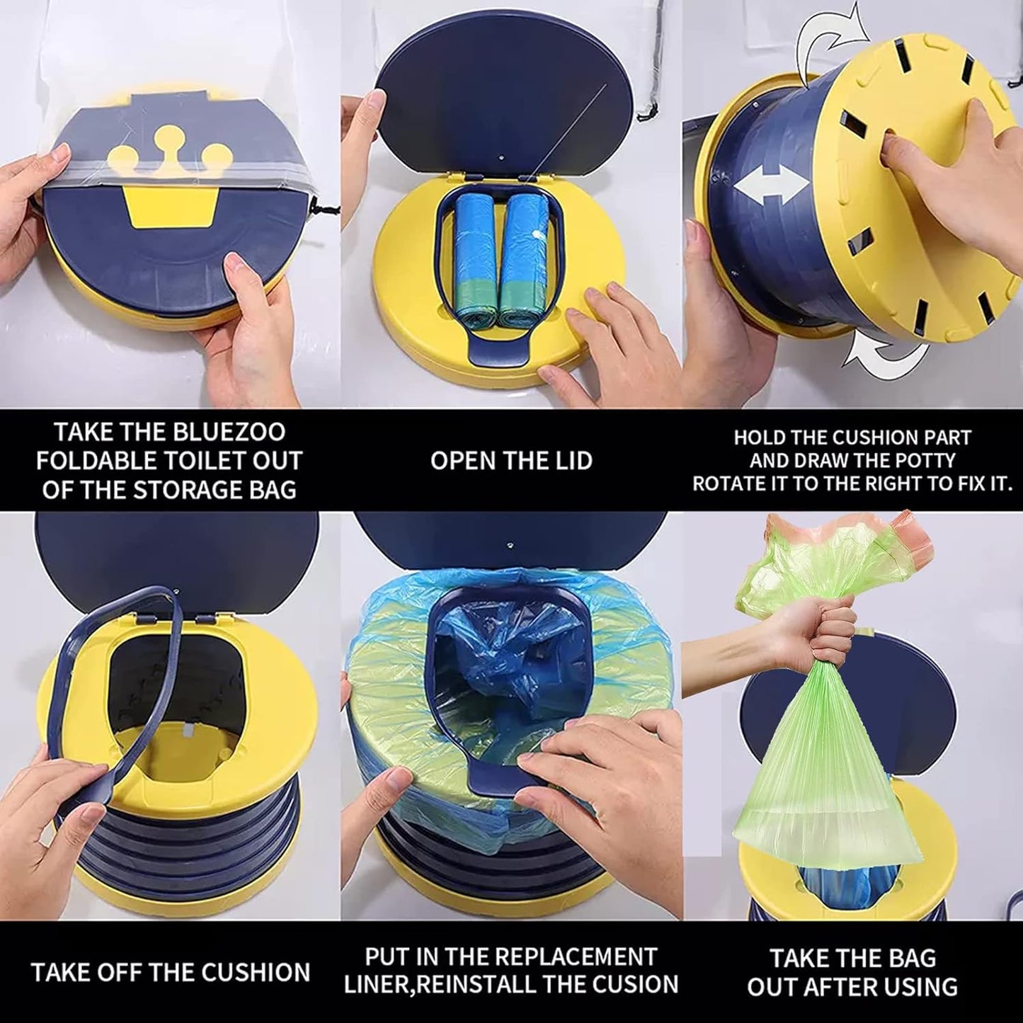 Travel Potty for Toddler, Portable and Foldable Toilet, Apply to Seat Emergency Toilet for Car, Camping, Outdoor, Indoor (green, small)