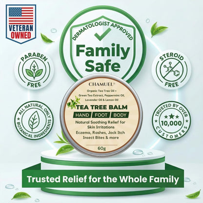 Tea Tree Oil Balm, Itchy Skin Relief for Soothing Rashes, Jock Itch, Athlete’s Foot, Folliculitis, Bug Bites. Natural Formula for Dry Sensitive Skin | Safe for All Ages 1pack