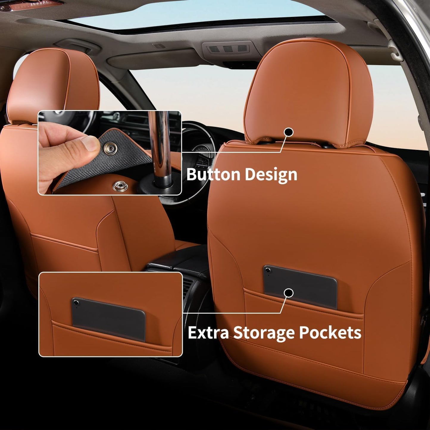 FLORICH Car Seat Covers Full Set, Automotive Seat Covers, Black Car Seat Cover, Waterproof Seat Protectors Universal fit for Car Truck Van SUV - Black