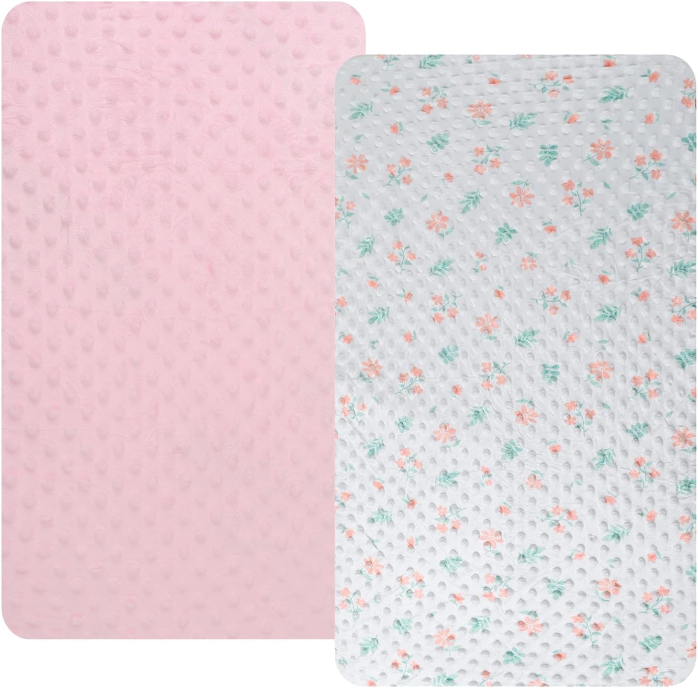 Dot Bassinet Sheet Set 2 Pack Stretch Fitted Bedside Sleeper Bassinet Sheets Sheets,Ultra Soft, for Baby Girls and Boys Light Green Dinosaur