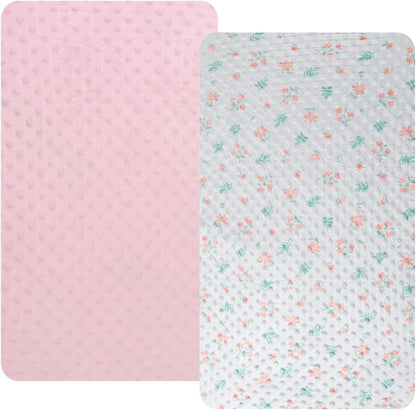 Dot Bassinet Sheet Set 2 Pack Stretch Fitted Bedside Sleeper Bassinet Sheets Sheets,Ultra Soft, for Baby Girls and Boys Light Green Dinosaur