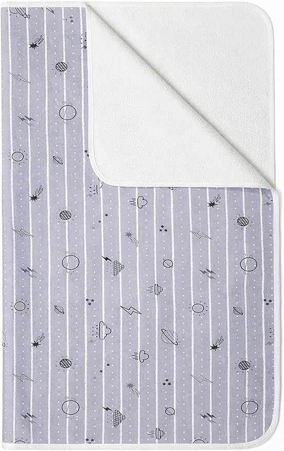 Baby Waterproof Bed Pad Washable Mattress Pad Reusable Underpads Bed Wetting Incontinence Cover for Baby Toddler Children and Adults-Gray Sky