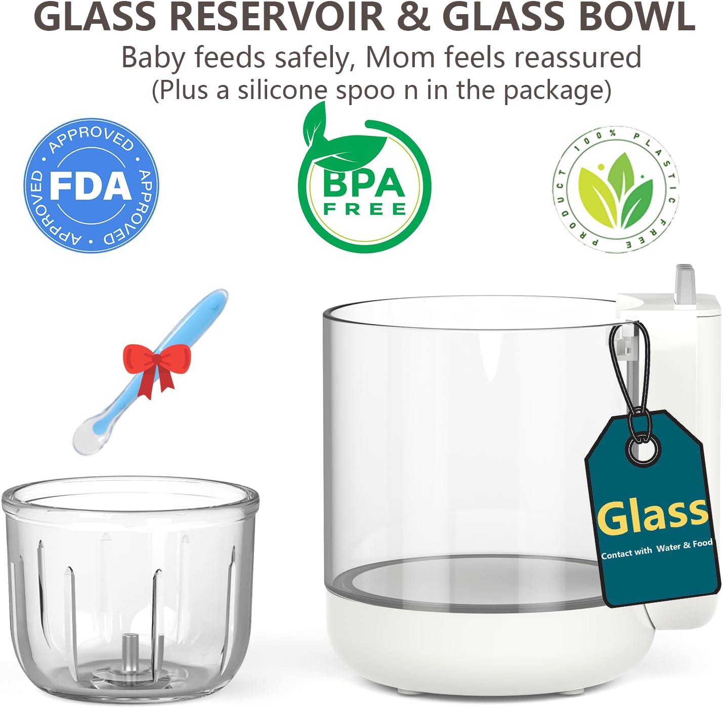 Baby Food Maker Glass 12oz Steamer and Blender Glass Reservoir & Bowl 9 in 1 Baby Puree Maker Dishwasher Safe Food Blender, Timer, Recipe