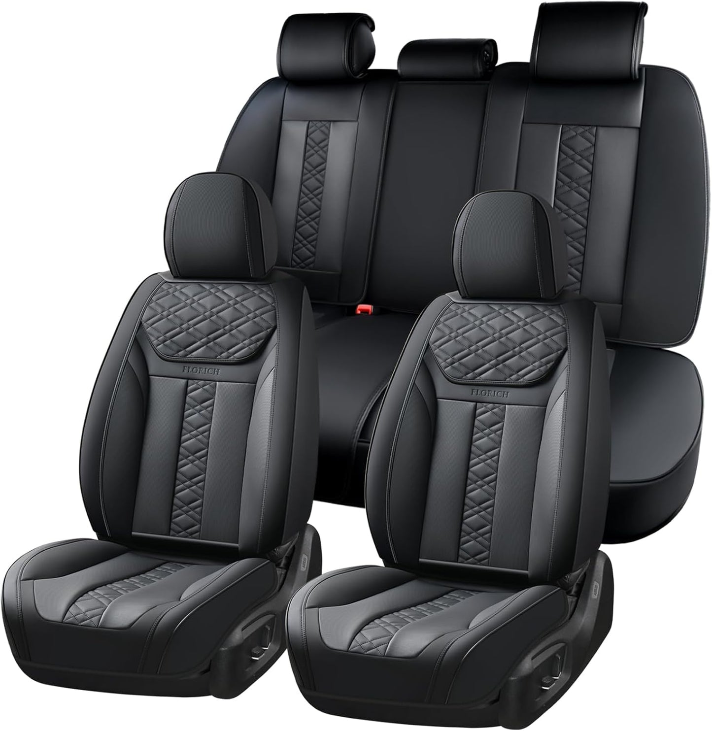 FLORICH Car Seat Covers Full Set, Automotive Seat Covers, Black Car Seat Cover, Waterproof Seat Protectors Universal fit for Car Truck Van SUV - Black