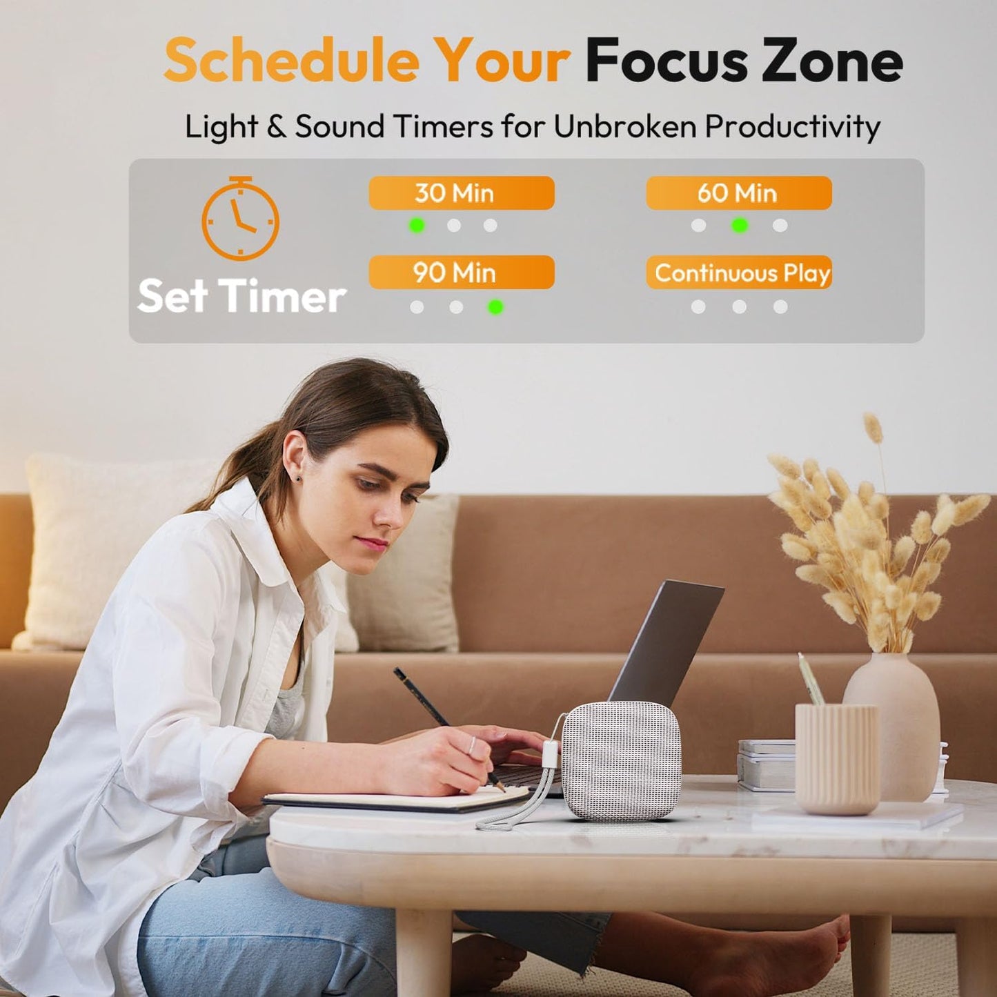 Portable Sound Machine for Travel, White Noise Sound Machine for Sleeping, 52-Hour Lasting Mini Noise Machine with 21 Quality Non-looping Sounds, Headphone Jack, Memory, Timer for Adults,Hotel (White)