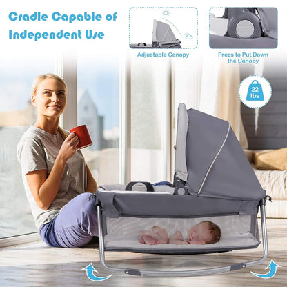 HONEY JOY Pack and Play, 5 in 1 Portable Infant Playpen with Bassinet & Changing Table, Storage Bag, Music Box, Toys, Carry Bag, Nursery Center, Baby Playard Pack n Play Crib for Boys Girls