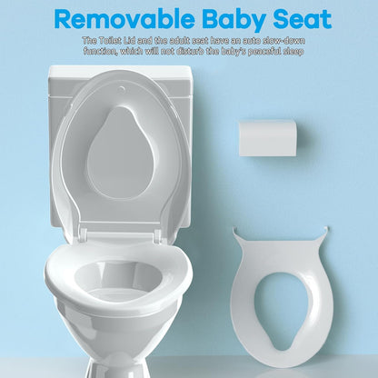 Aünsffer Toddler Toilet Seat with Potty Training Seat Round 16.5inch, 2 in 1 Toilet Seat for Family Built-in Baby Seat Removable, Soft Close + Easy Clean, PP Safe Material, Pink
