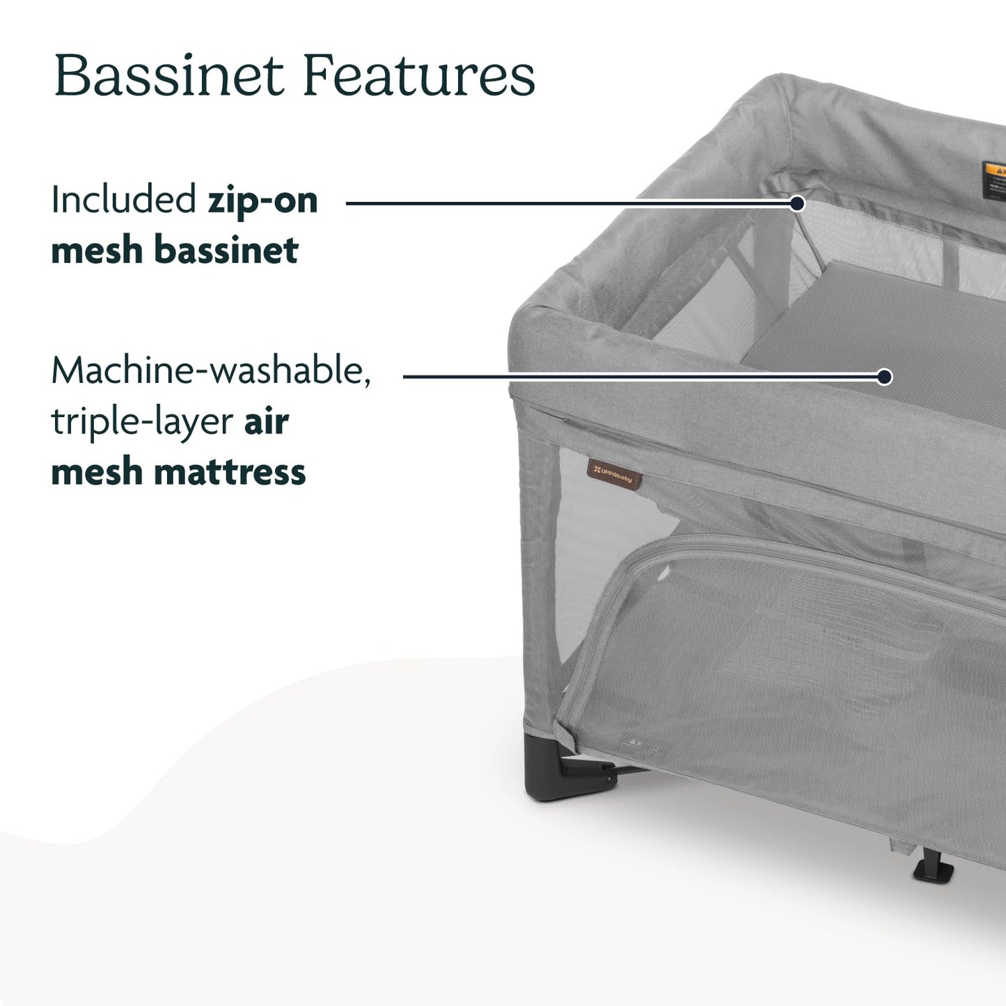 UPPAbaby Remi Playard | Deluxe 3-in-1 Portable Playard, Bedside Bassinet + Travel Crib| Mesh Bassinet, Mattress, Organic Cotton Mattress Cover + Storage Bag Included | Charlie (Sand Mélange)