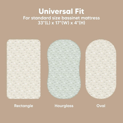 2-Pack Baby Bassinet Sheets Girl, Boy - 33x17 Viscose Derived from Bamboo Bedside Mattress Fitted Bassinet Sheets, Compatible with Halo Bassinest Swivel Sleeper, Baby Delight, Graco (Pecan)