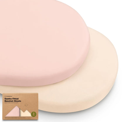 2-Pack Organic Bassinet Sheets for Girls, Boys - 100% Cotton Bassinet Mattress Sheets Compatible with Halo Bassinest Swivel Sleeper, Graco, Baby Delight, Chicco, Unisex Fitted Bassinet Sheets (Elly)