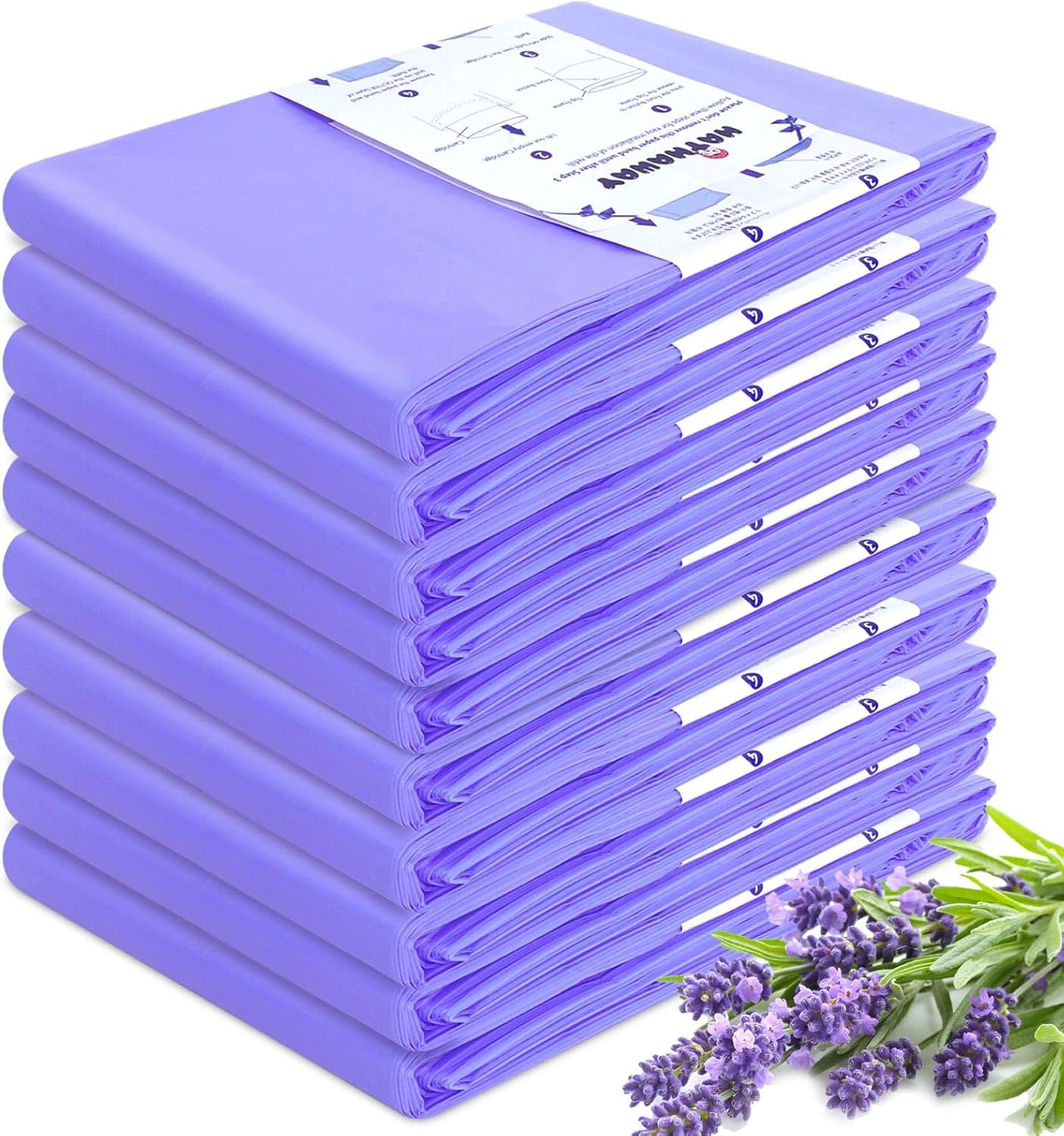 Diaper Pail Refill Bags Compatible With Dekor Plus Diaper Pail, Extra 30% Length, Lavender Scent, 10 Pack