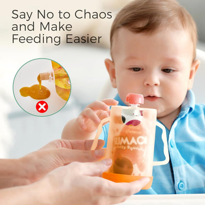 Momcozy Baby Pouch Holder No Squeeze, Baby Food & Juice Box Holder, Mess-Free, Easy Grip for Self-Feeding, BPA-Free & DEHP-Free, Must-Have for Babies, Green