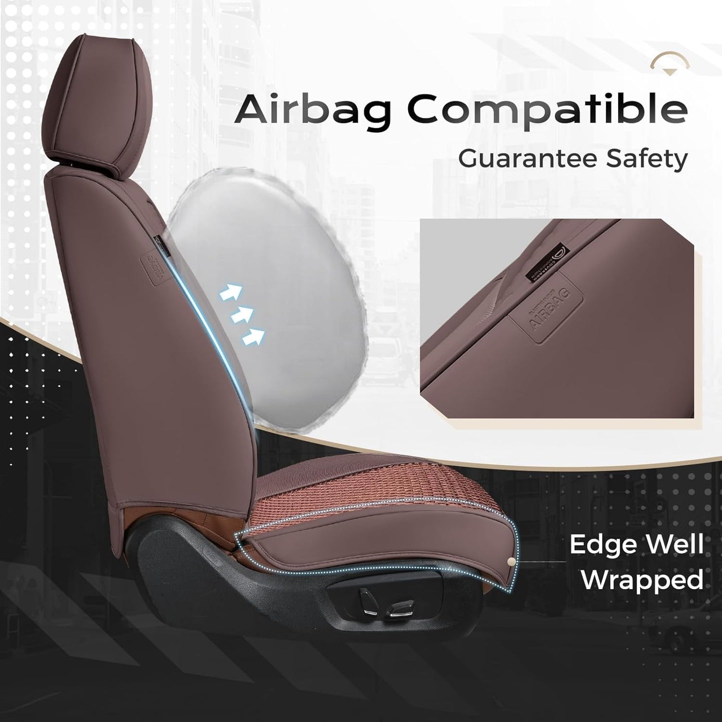 Coverado Leather Seat Covers for Car, Waterproof Car Seat Covers Full Set, 2 in 1 Conversions Car Seat Cover Protector Car Accessories Universal Fit for Most Cars SUVs and Trucks Beige