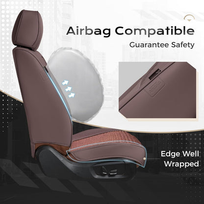 Coverado Leather Seat Covers for Car, Waterproof Car Seat Covers Full Set, 2 in 1 Conversions Car Seat Cover Protector Car Accessories Universal Fit for Most Cars SUVs and Trucks Beige
