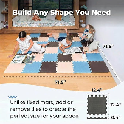 MioTetto Baby Play Mat, Soft Foam Floor Tiles for Kids. Adjustable Interlocking Foam Tiles, Fits with 74x74 Playpen Baby mat for Crawling & Development, Safe & Non-Toxic Playmat for Babies 6-12 Months