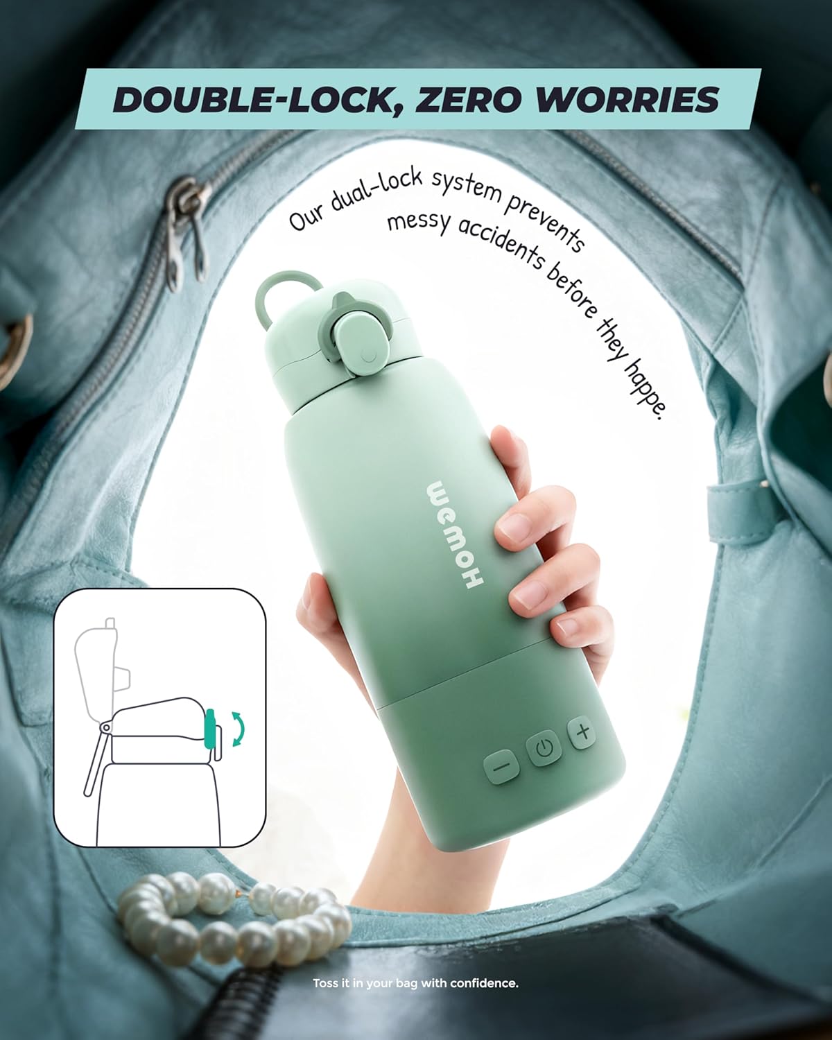 Upgraded Portable Milk Warmer with Self-Clean Function, 110W Fast Heating for Breast Milk & Formula, 16oz Large Capacity Travel Bottle Warmer, USB-C Fast Charge, Ideal for Hiking, Flights & Car Use