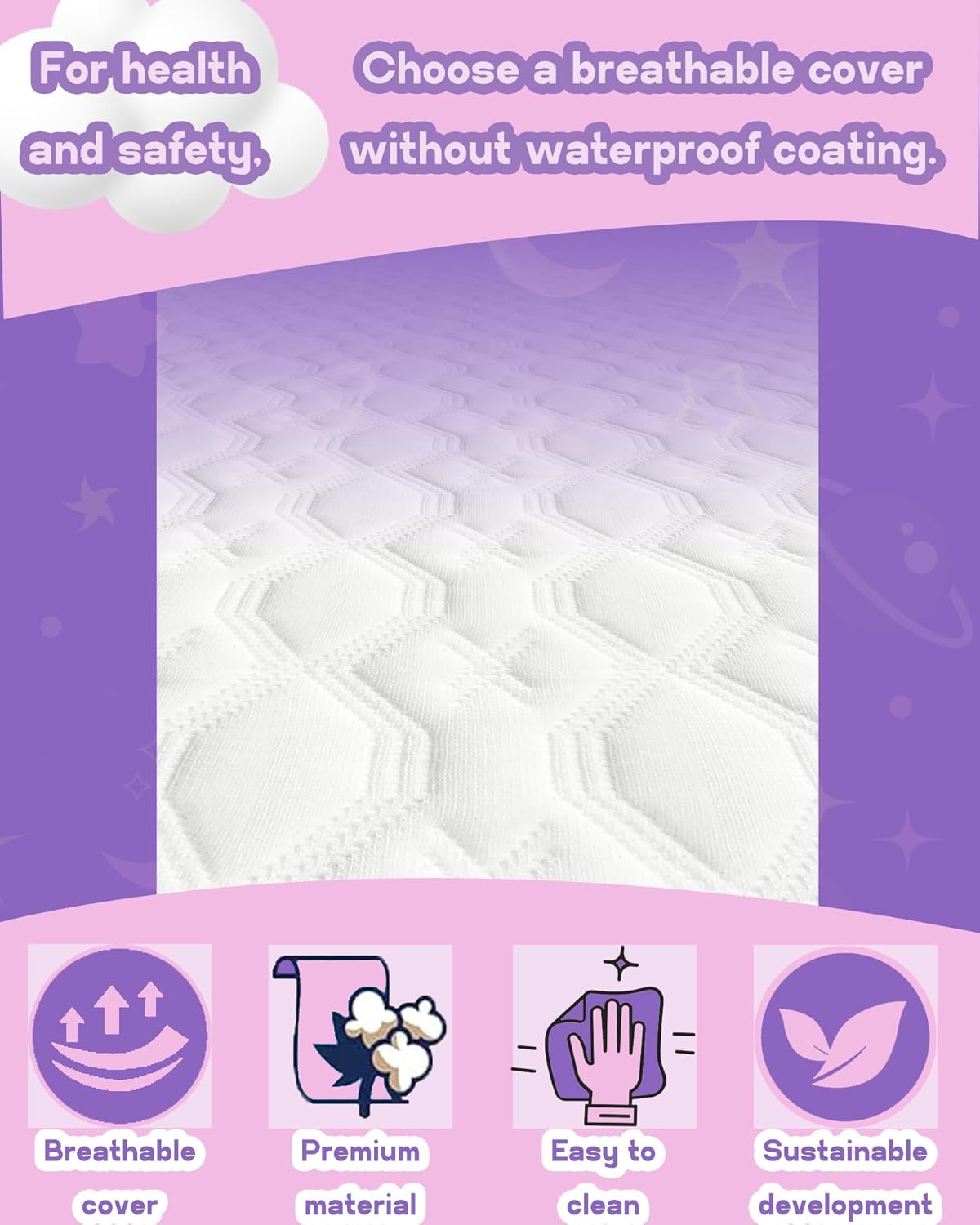 WELLZEE Pack N Play Mattress 36.5"x25", Fit for Dream On Me Nest/Zodiak/Zoom Portable, Pamo Babe Deluxe and Baby Trend Playard, Breathable & Washable Cover, Ultra-Suppotive Foam