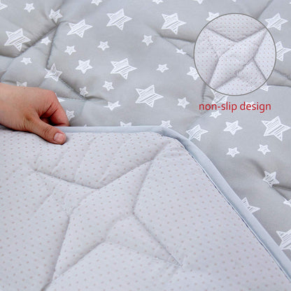 Octagon Playpen Mat Grey, Non Slip 8 Panel Playpen Mattress Mat Fits Regalo Extra Large Play Yard and hiccapop XL 69" Baby Playpen, Grey Star Octagon Playard Pad