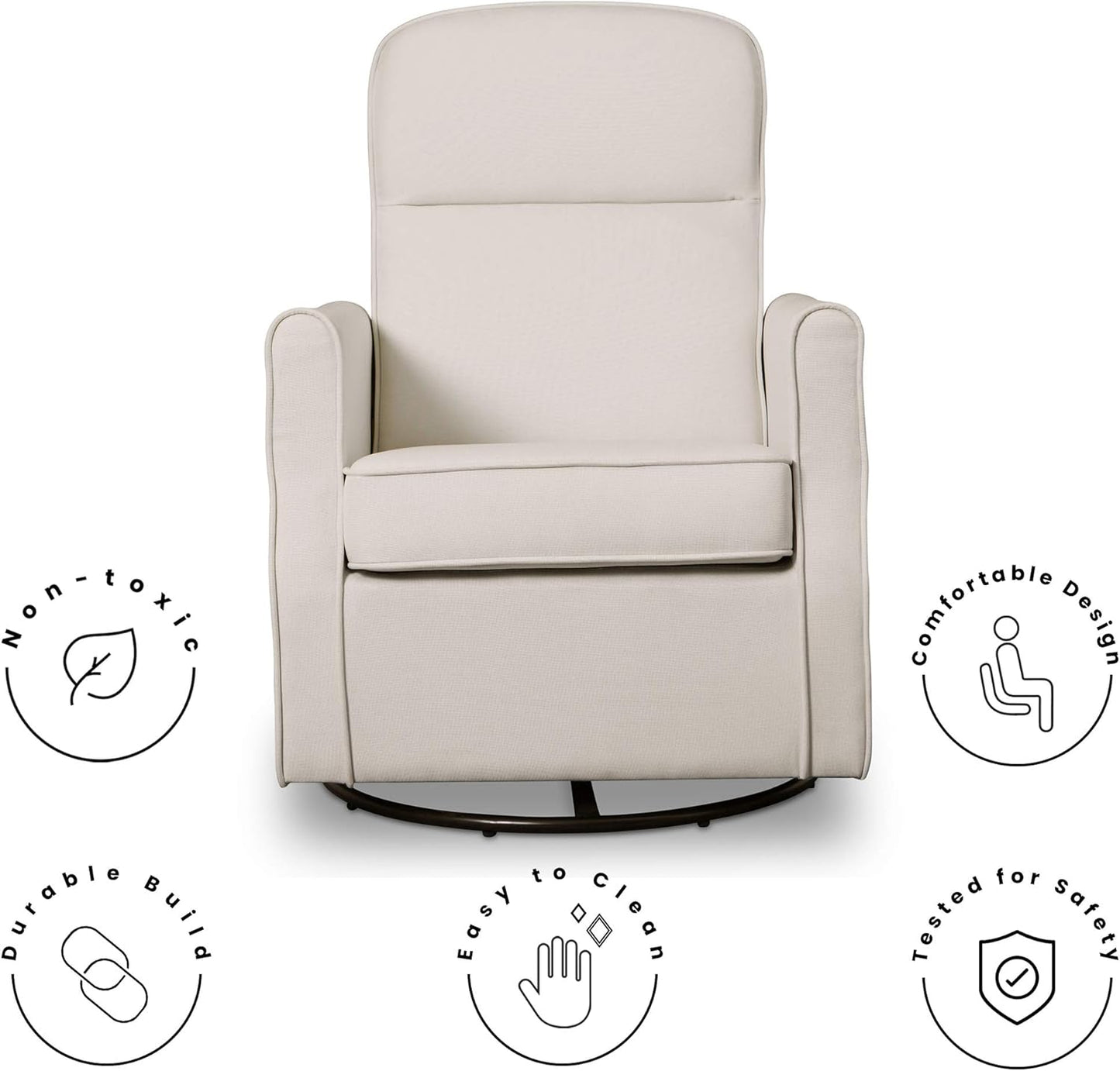Delta Children Blair Slim Nursery Glider Swivel Rocker Chair, Charcoal