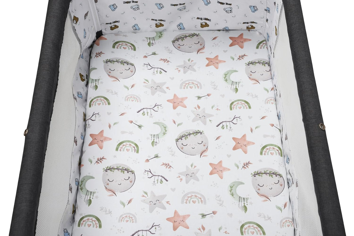 Bassinet Sheet Set 2 Pack Snug Fitted Bedside Sleeper Bassinet Sheets, Stretchy Ultra Soft, Unisex Boy Girl, Light Blue & Dinosaur