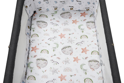 Bassinet Sheet Set 2 Pack Snug Fitted Bedside Sleeper Bassinet Sheets, Stretchy Ultra Soft, Unisex Boy Girl, Light Blue & Dinosaur