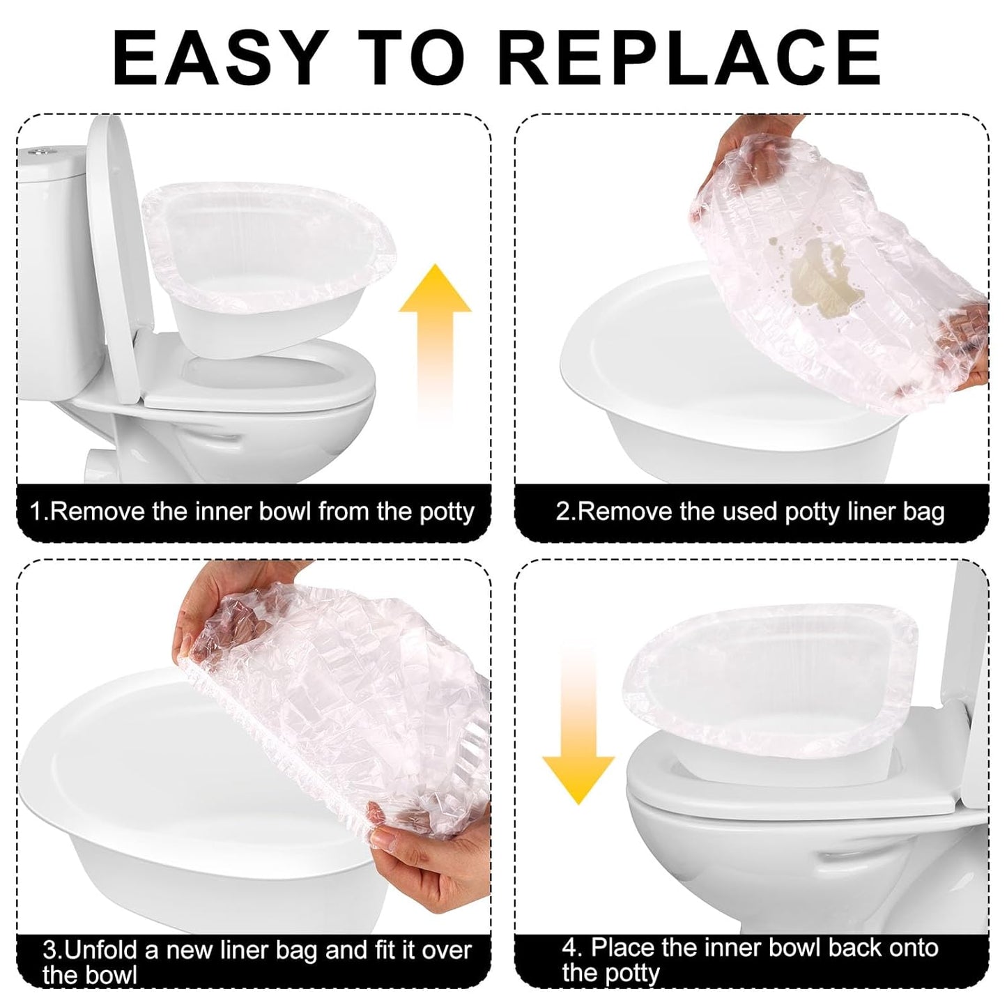100pcs Single Use Potty Liners Compatible with Summer Infant My Size Potty Pro, Portable Training Pee Toilet Bags Elastic Fit Toilet Seat Cover for Toddler Potties Chair Travel Portable Toilets