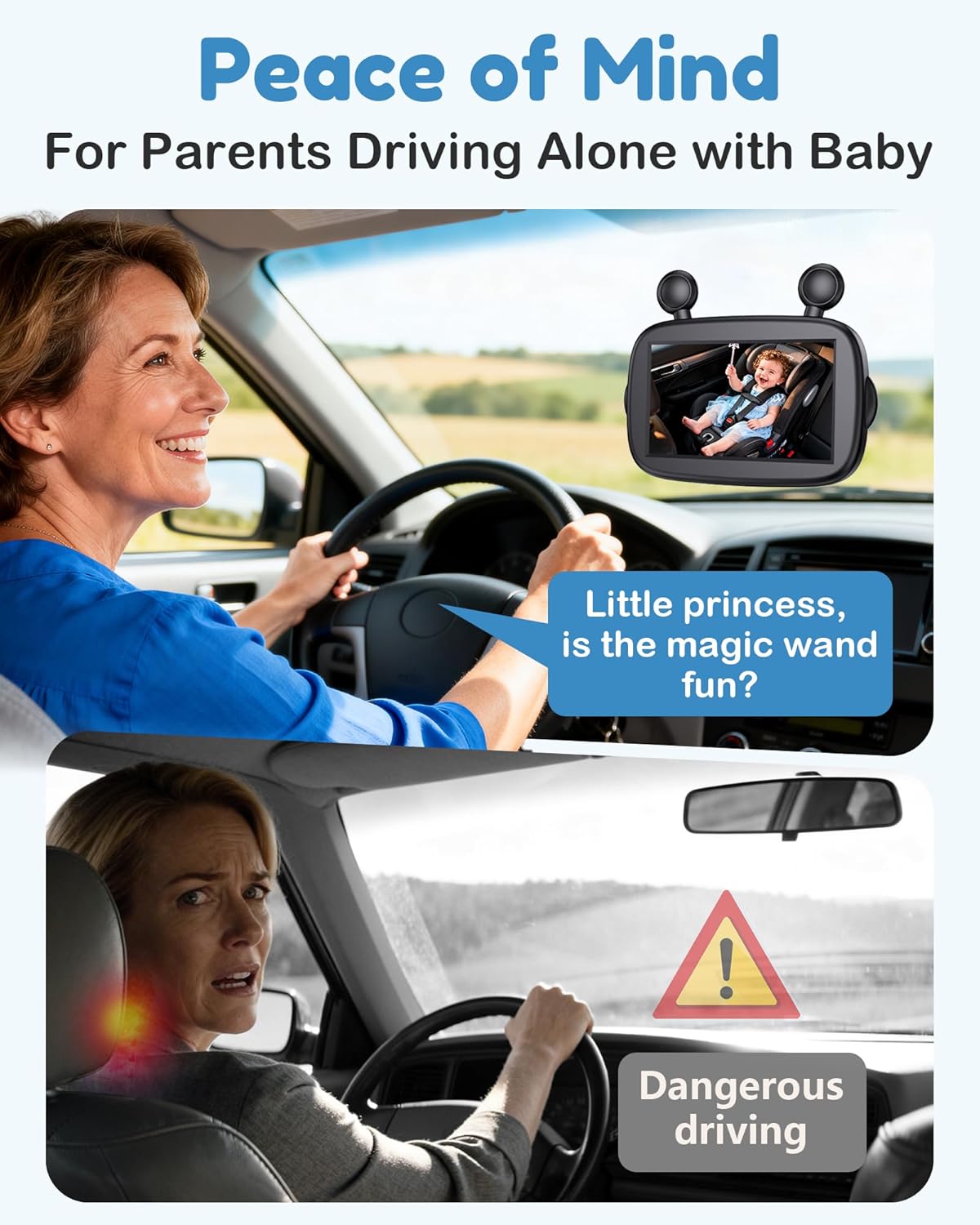 HD 1080P Baby Car Camera: Easy to Install 150° Wide Angle Car Seat Camera - Ultra-Clear Night Vision Full Backseat View - Safe Driving for Infants Kids Toddlers