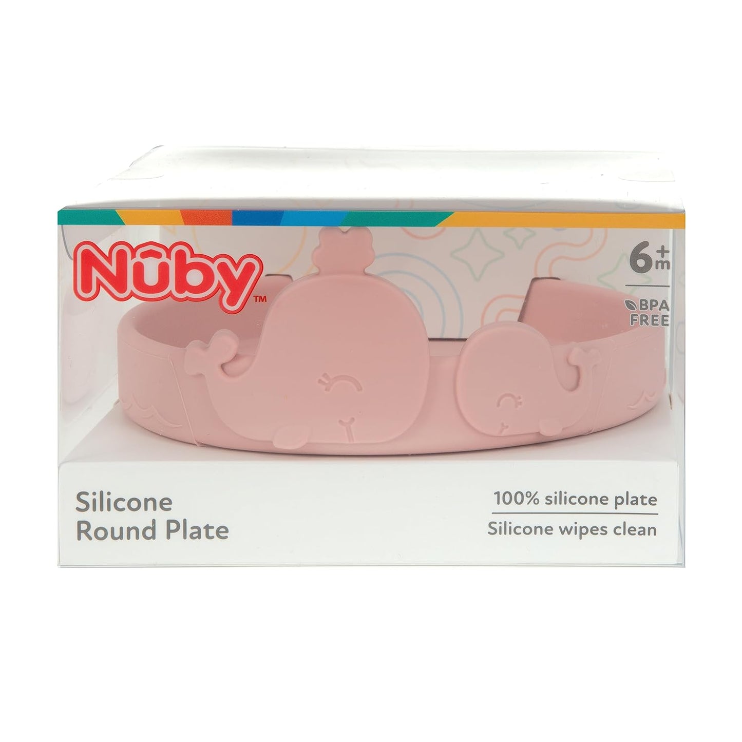 Nuby Animal Friend Silicone Round Bowl - Toddler Bowl - 6+ Months - Pink Whale Bowl