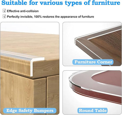 Edge Corner Protector Baby Proofing,Soft Clear Furniture Table Corner Guard & Edge Safety Cabinet Door Bumper,Crib Bumpers,Wall Protector,6.6ft(Width 0.8 in，Thickness 0.08 in)