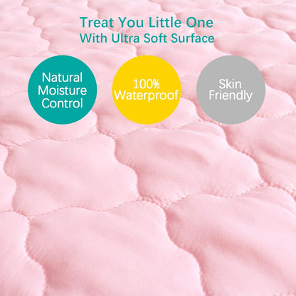 Pack and Play Sheets Mattress Pad Protector Fitted Waterproof Playard Mattress Cover, Compatible with Graco Pack n Play & Dream On Me & Pamo Babe, Playpen/Playard Sheet Quilted, Gray, 39" x 27"
