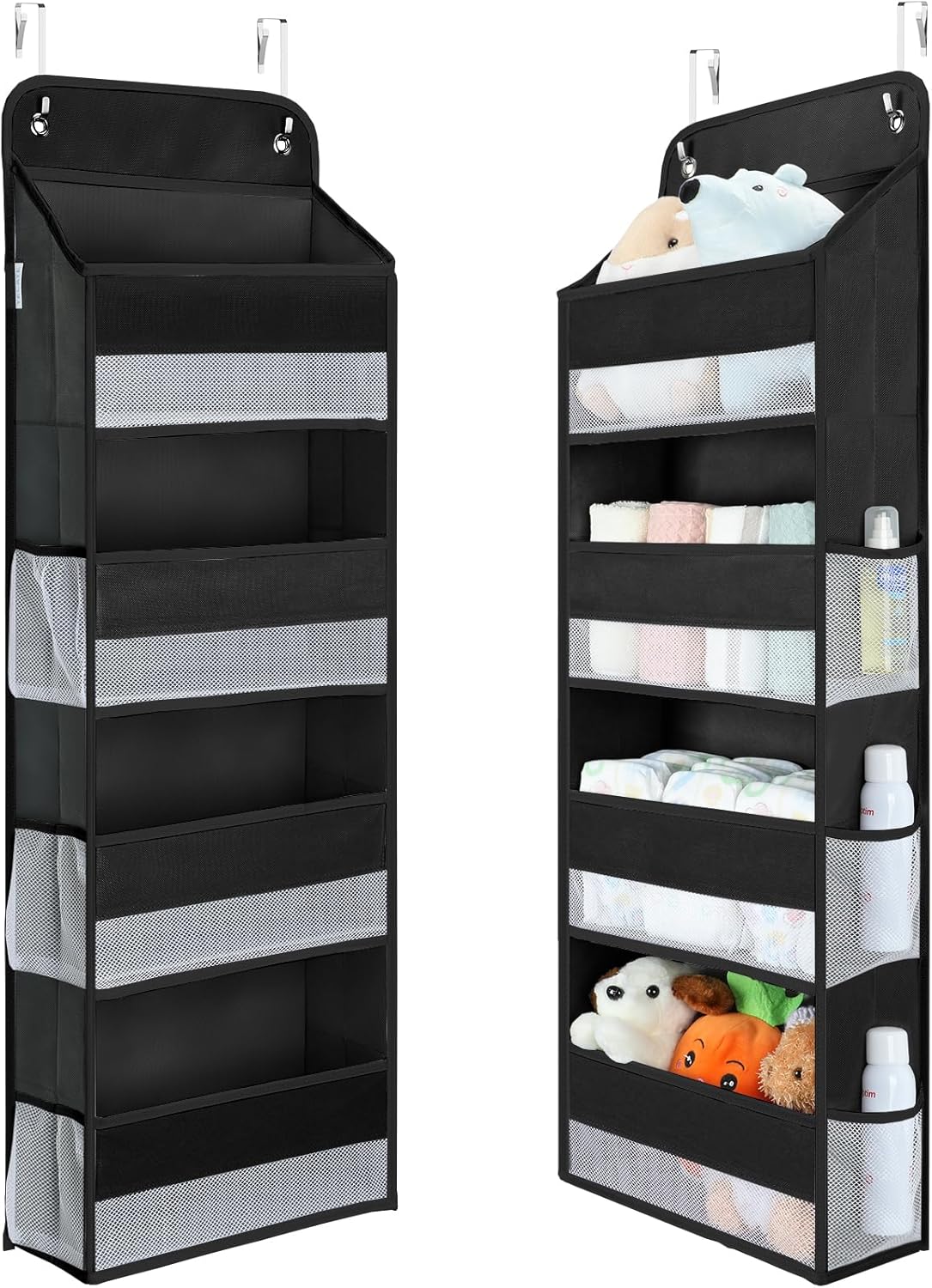 Yecaye 1 Pack Over the Door Organizer, 35.2lbs Load Toy Stuffed Animal Storage, Swing-proof Hanging Bathroom Organizers and Storage for Nursery Newborn Baby Essential Stuff Dorm Room Essentials