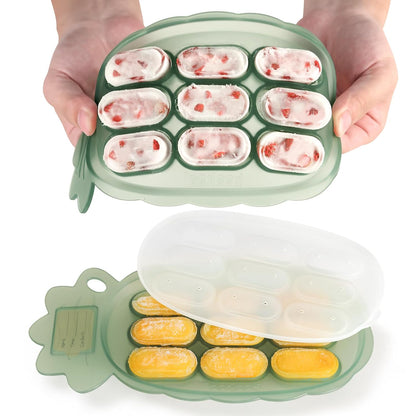 Haakaa Silicone Nibble Freezer Tray -Breastmilk Popsicle Mold - Baby Fruit Food Feeder Tray - Baby Food Maker - Ice Cube Tray - 4 Months+ Babies - BPA Free -Apricot