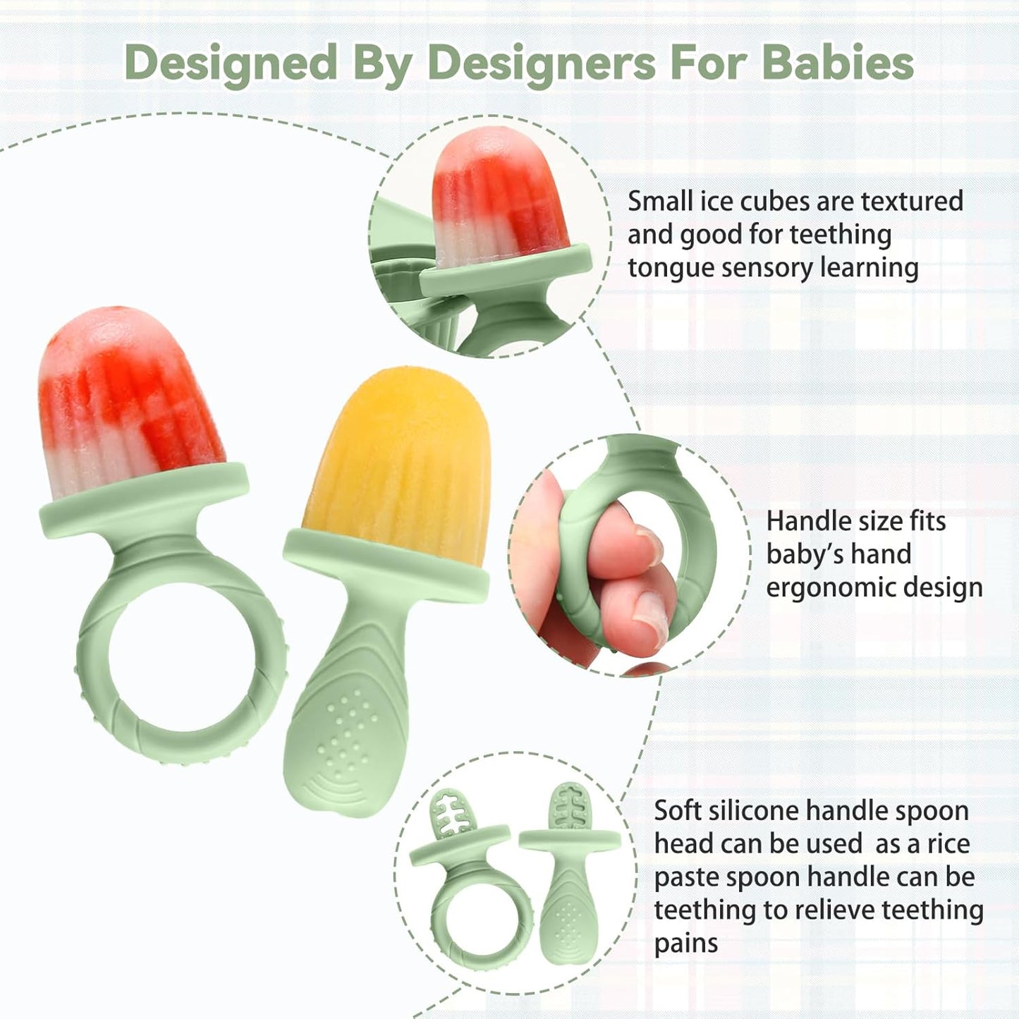 Silicone Toddlers Popsicle Molds with Sticks, 2Packs Mini Popsicles Molds for Baby Breastmilk Popsicle Molds for Teething Relief, Frozen Treats Maker Popsicle Maker Ice Pop Mold for Babies Kids