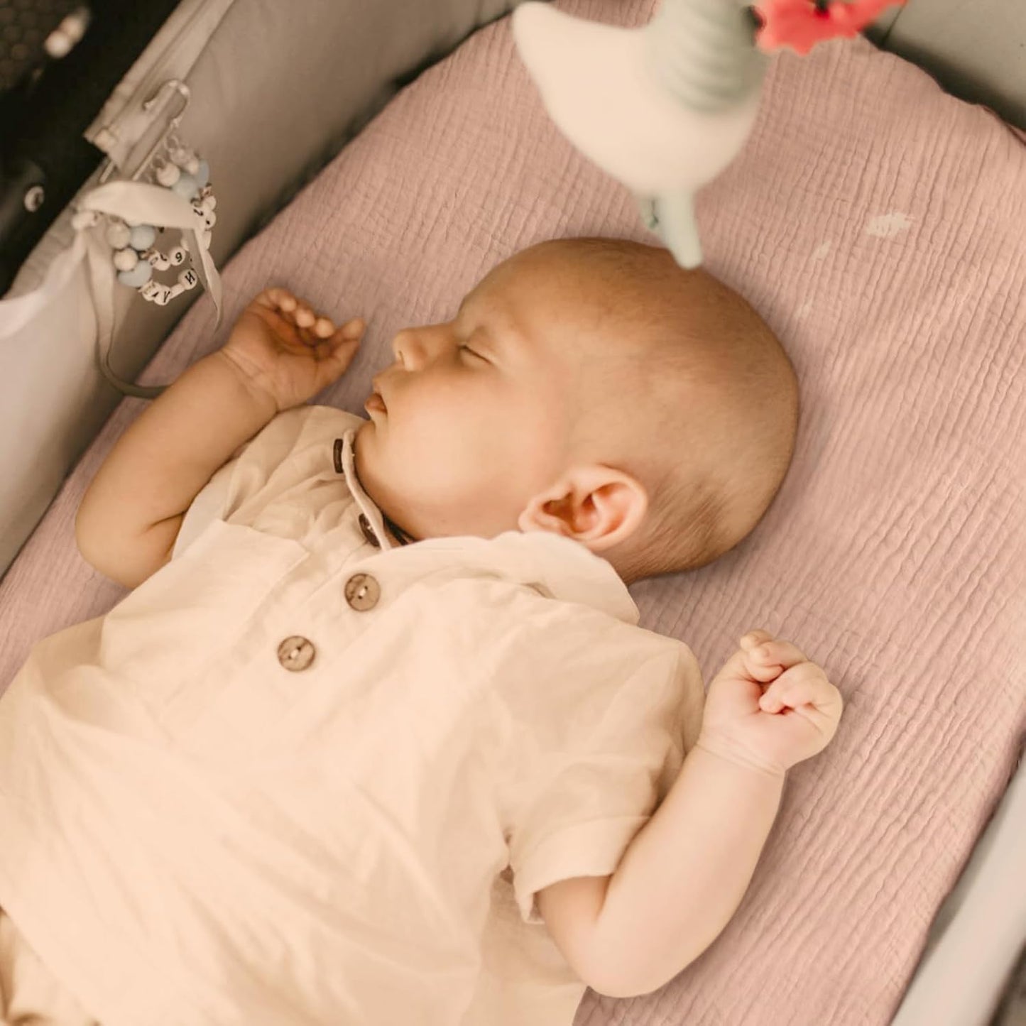 lulumoon Baby Bassinet Sheets Muslin: Cotton Bedside Bassinet Sheets Leaf for Boys - Fitted for Bedside Sleeper Mattress