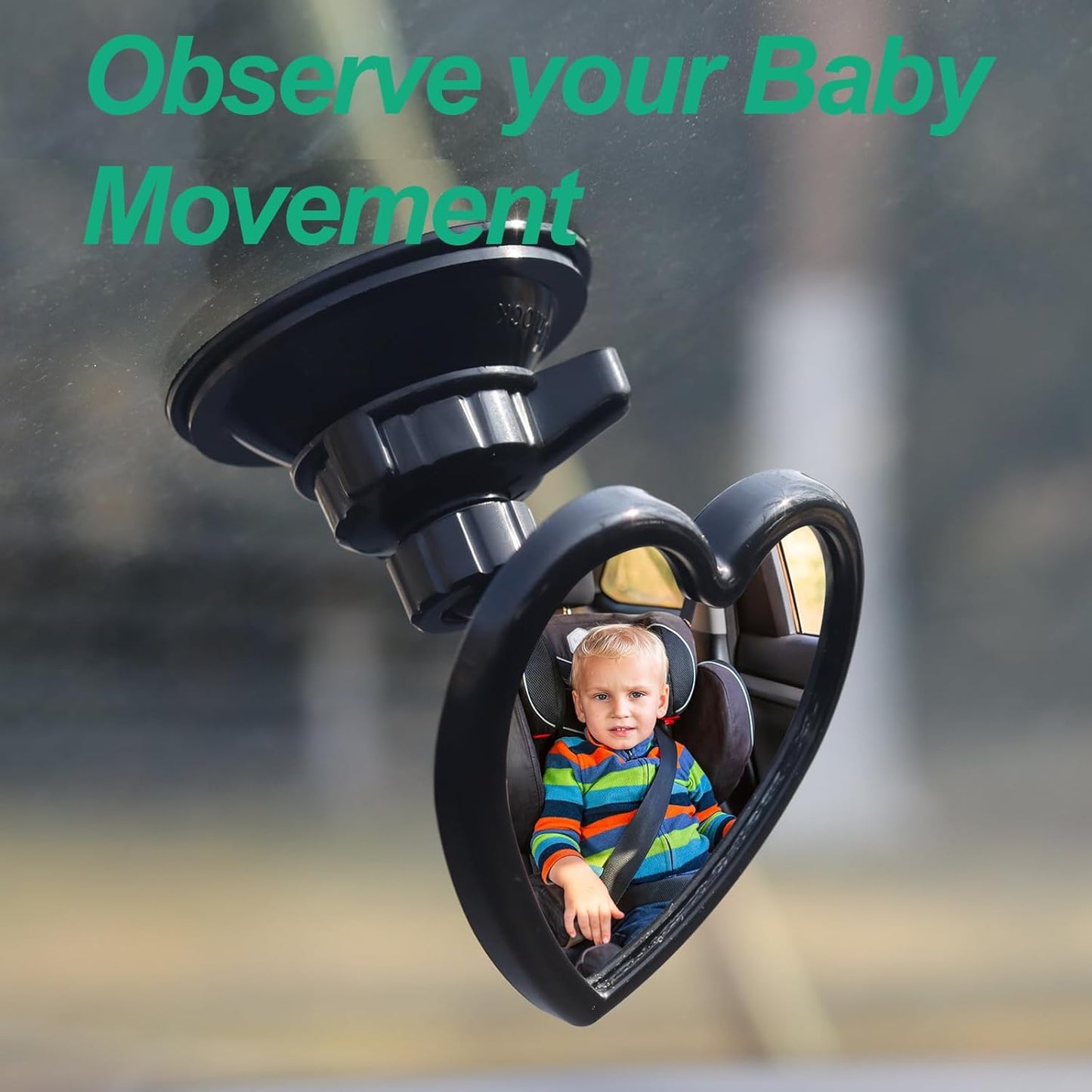 Baby Car Mirror Rear Facing,Convex Rear View Baby Mirrors for Cars,Automotive Interior 360 Degrees Adjustable Love Mirrors to See Kids,Babies,Infants and Newborn(Suction Cup Install)