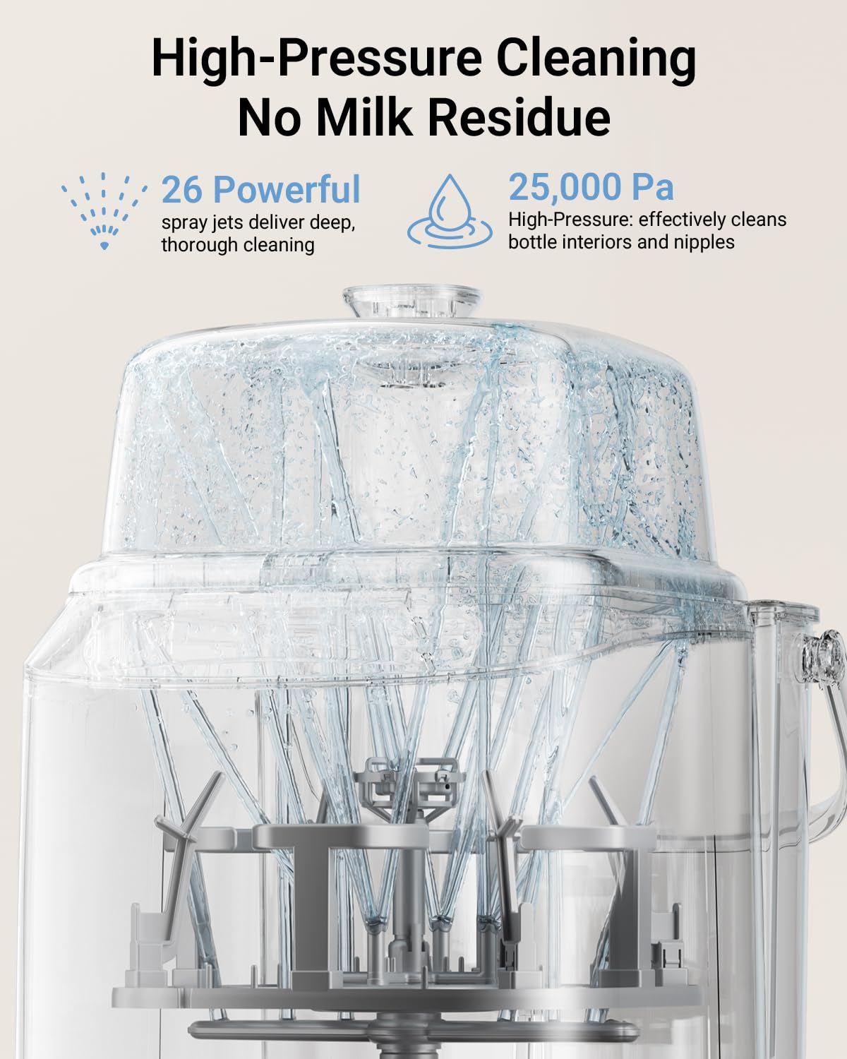 Bear Bottle Washer Pro, Baby Bottle Washer and Sterilizer and Dryer - All in One Machine for Bottles, Pump Parts & Baby Essentials with 90 Detergent Tablets - Effortless, Time-Saving