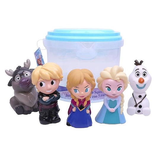 Disney Frozen - 5 Piece Jumbo Squirter Bucket - Bath Toys for Baby and Toddlers - Includes Organizer Bucket - Store Bath Time Water Toys