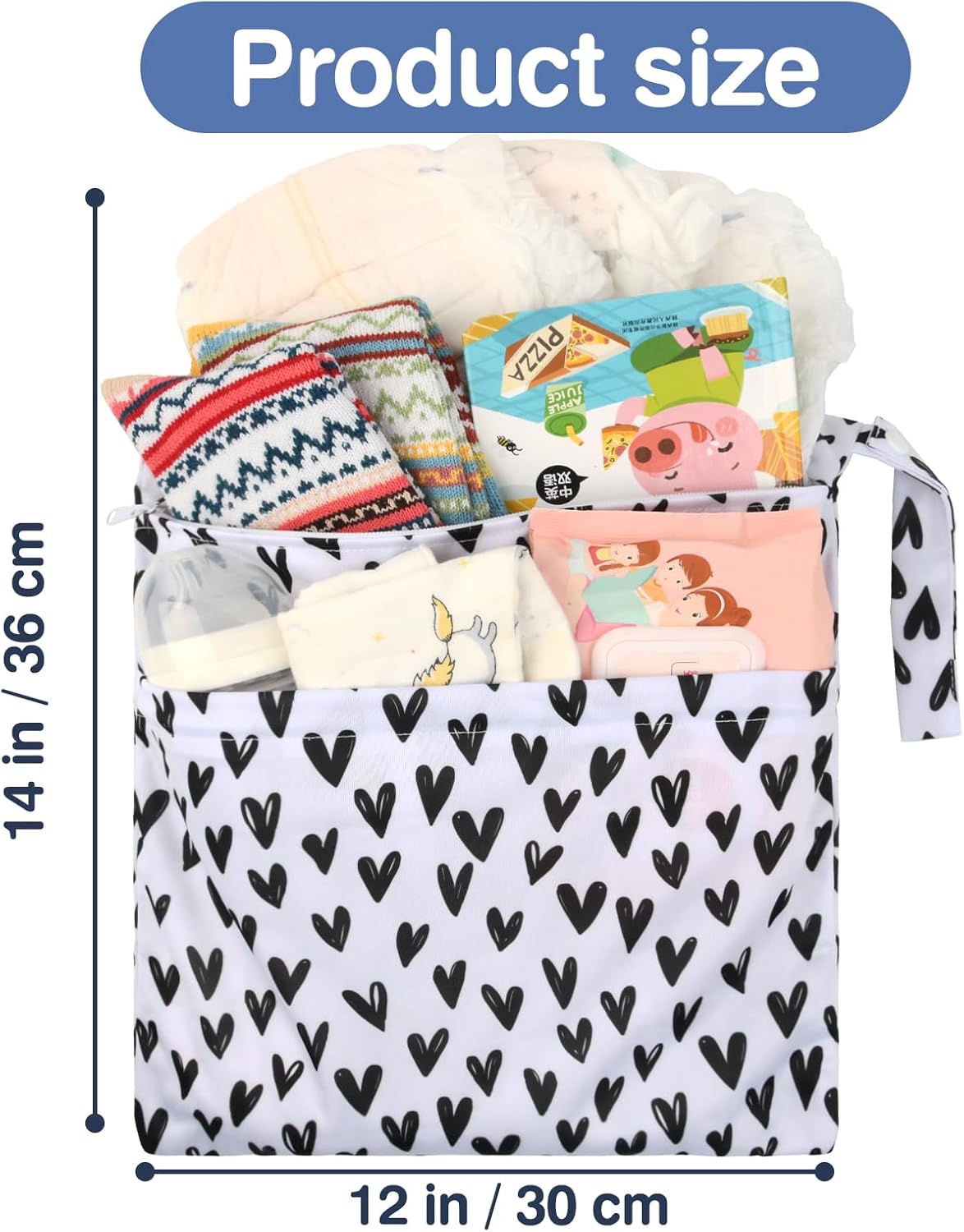 Wet Dry Bags 2-Pack with Cute Dolphin Print - Waterproof Travel Organizer for Swimming Pool Beach Gym Baby Cloth Diapers Swimwear with Dual Zippers