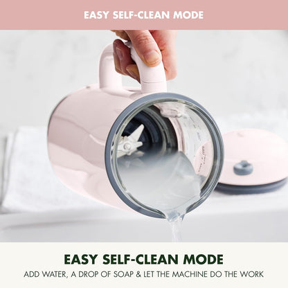 GreenPan 30oz Nut Milk Maker Machine, 15-in-1 for Homemade Almond, Oat, Soy, Coconut, Plant-Based Non-Dairy Beverages, Soups, BPA-Free Glass, Automatic Self-Clean, Delay Start, Pink