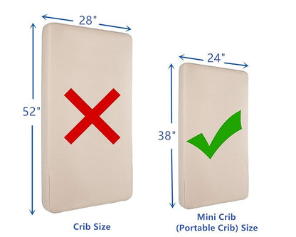 American Baby Company 2 Pack Waterproof Fitted Mini Crib Mattress Protector 38" x 24" - 100% Cotton Quilted Top, Noiseless, Ultra-Soft & Breathable Pack n Play and Mini Crib Mattress Cover